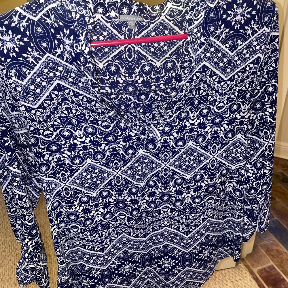 Charlotte Russe, Size XS, Navy & White Blouse